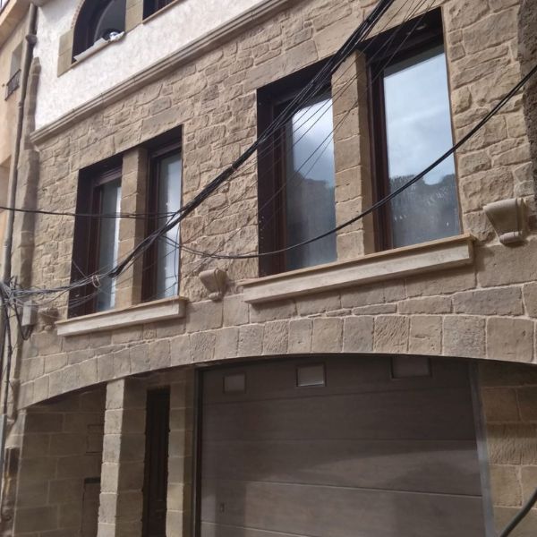 tematización de piedra artificial en fachada